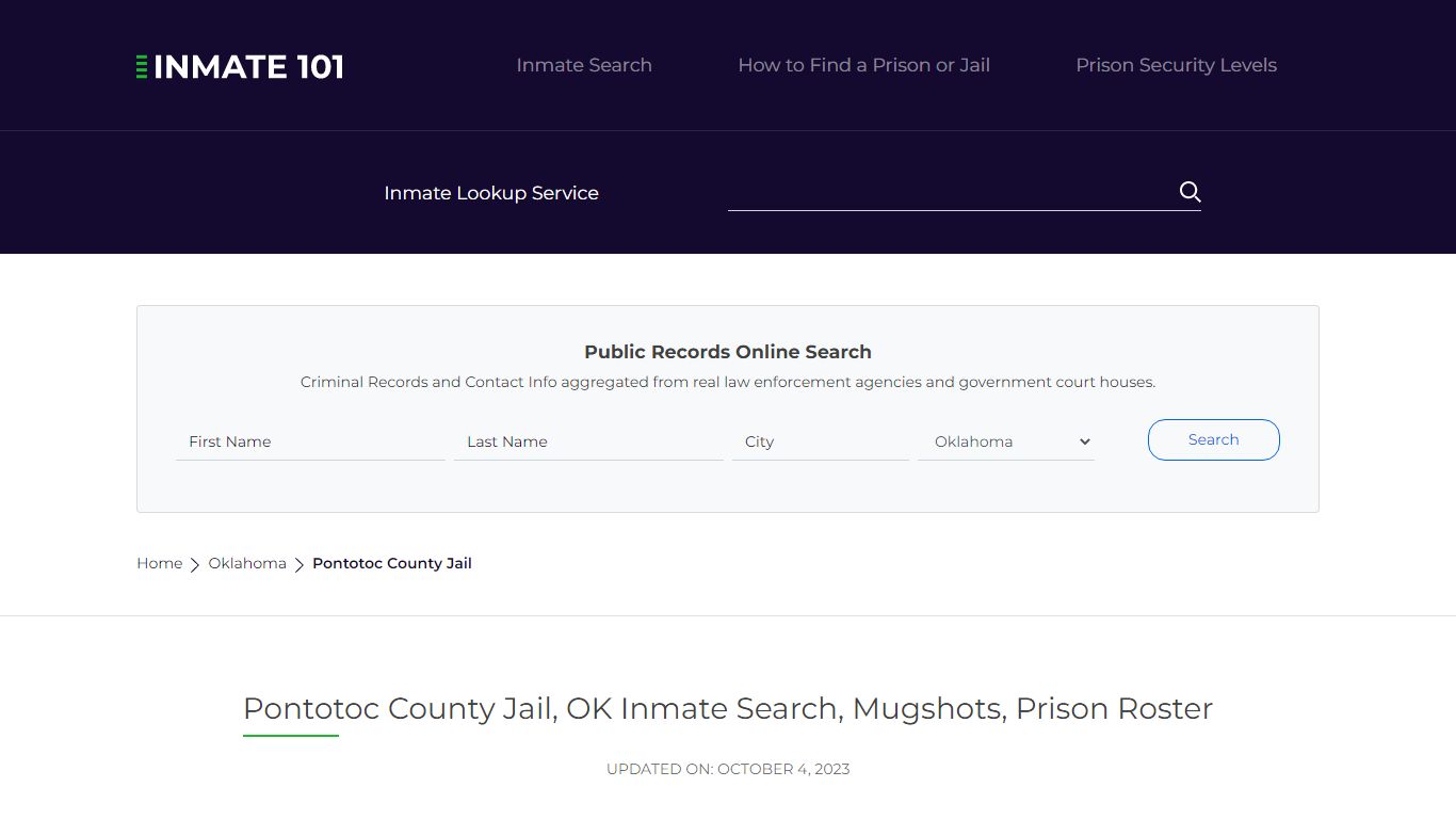 Pontotoc County Jail, OK Inmate Search, Mugshots, Prison Roster